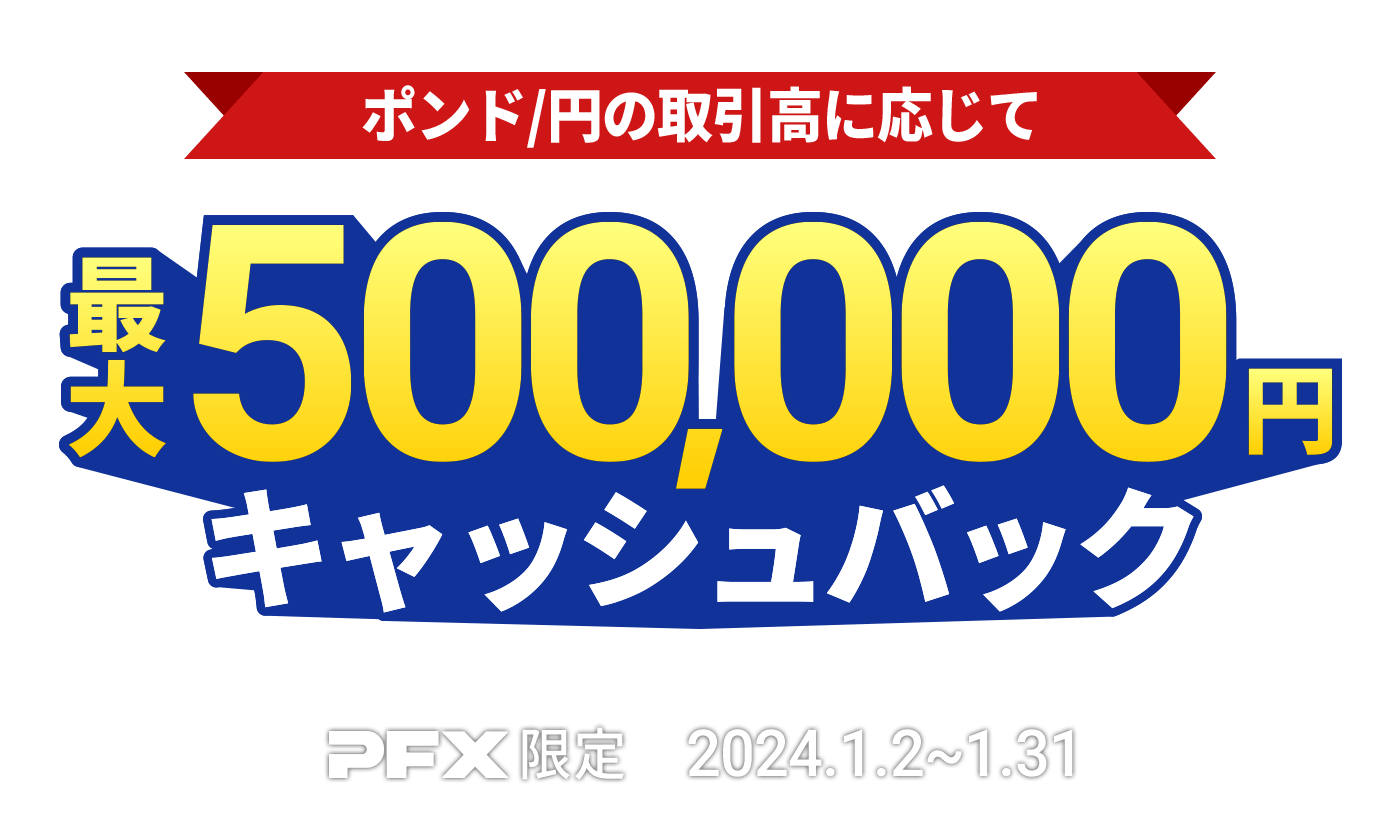 PFX ポンド/円キャッシュバックキャンペーン(2024年1月)