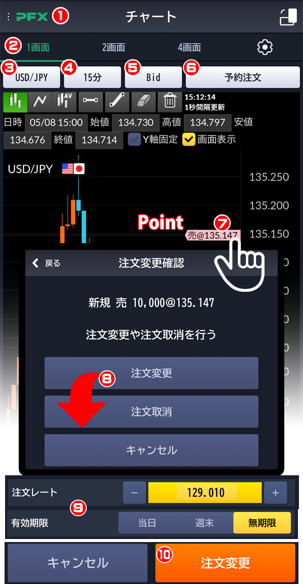注文変更画面