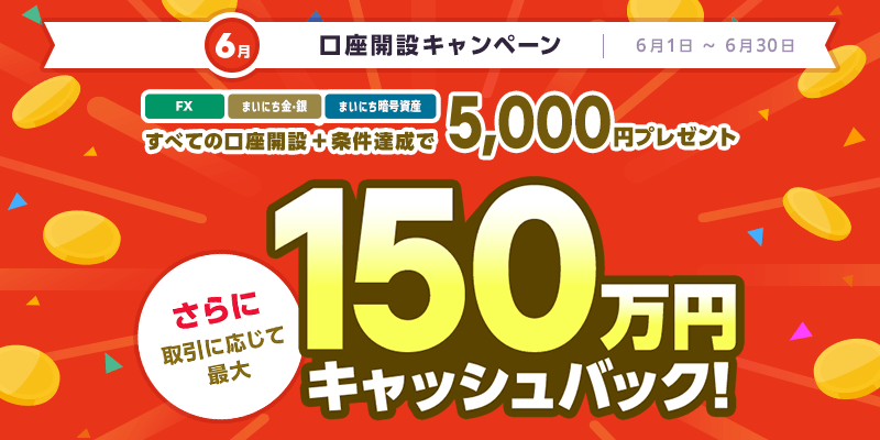 3口座で最大150万5,000円キャッシュバック！マネパ6月の新規口座開設キャンペーン