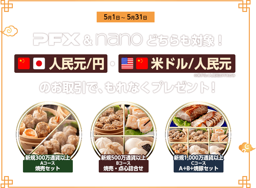 人民元のお取引でもれなく!絶品中華プレゼント